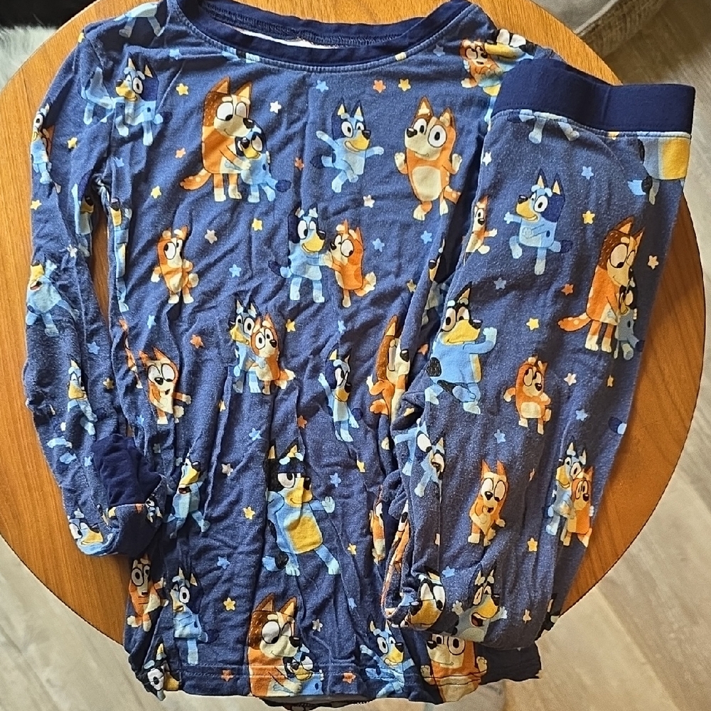Little Sleepies Blue Pajama Set with Playful Characters